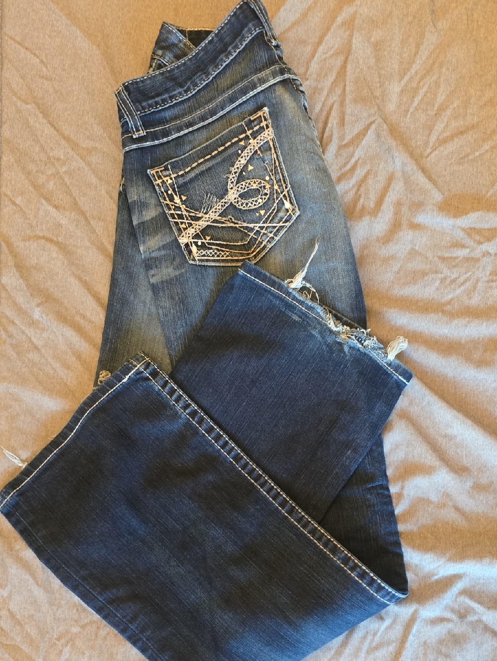 BKE Dark Blue Distressed Stella Bootcut Jeans 29x31.5